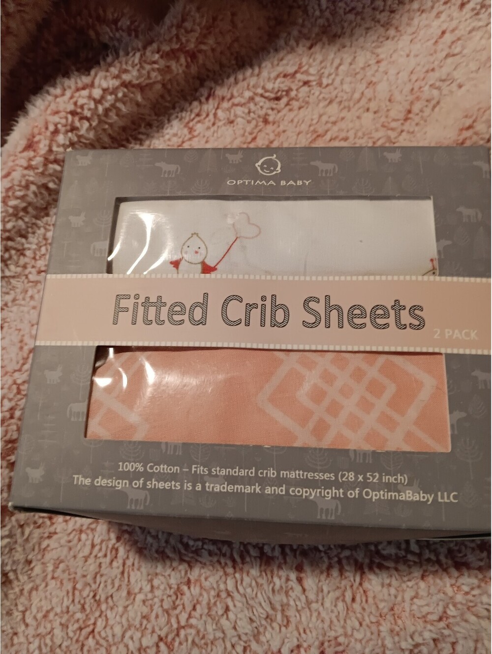 Optima Baby 2-Pack Fitted Crib Sheets 28x52 inches 100% Cotton